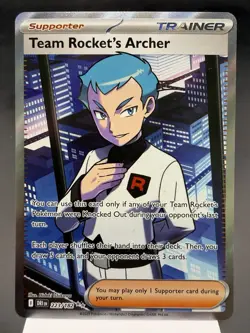 Team Rocket’s Archer 223/182 - Full Art Holo - Destined Rivals Pokemon Card MINT - Image 1