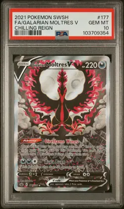 2021 POKEMON SWORD & SHIELD CHILLING REIGN FULL ART/GALARIAN MOLTRES V PSA 10 - Image 1