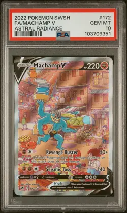2022 POKEMON SWORD & SHIELD ASTRAL RADIANCE #172 FULL ART/MACHAMP V PSA 10 - Image 1
