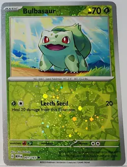 Swirl 🌀 Bulbasaur 001/165 Reverse Cosmos Holo Bleed Error Rare Pokemon TCG ✨ - Image 1
