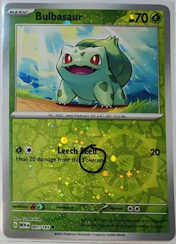 Swirl 🌀 Bulbasaur 001/165 Reverse Cosmos Holo Bleed Error Rare Pokemon TCG ✨ - Image 2