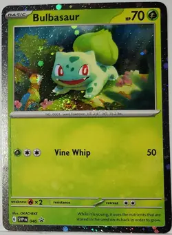 Pokemon Bulbasaur Swirl 🌀 Cosmo Holo Bleed Error Rare Black Star Promo 046 ✨ - Image 4