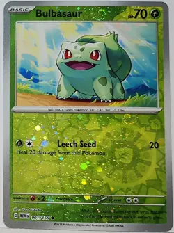 Swirl 🌀 Bulbasaur 001/165 Reverse Cosmos Holo Bleed Error Rare Pokemon TCG ✨ - Image 1
