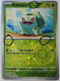 Swirl 🌀 Bulbasaur 001/165 Reverse Cosmos Holo Bleed Error Rare Pokemon TCG ✨ - Image 2