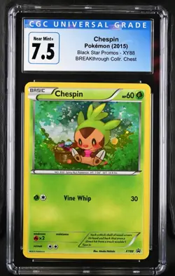 CGC 7.5 NEAR MINT+ Chespin XY88 Black Star Promos BREAKthrough Holo Pokemon 2015 - Image 1