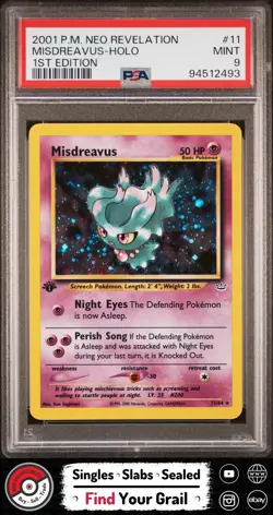 PSA 9 MISDREAVUS HOLO 1ST EDITION 11 2001 NEO REVELATION POKEMON CARD - Image 1