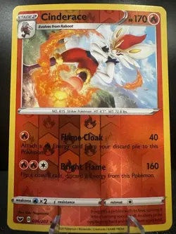 Cinderace 036/202 Sword & Shield Pokemon Reverse Holo Near Mint - Image 1