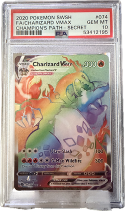 2020 POKEMON CHAMPION'S PATH SECRET RAINBOW RARE CHARIZARD VMAX PSA 10 GEM MT - Image 1