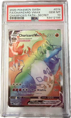 2020 POKEMON CHAMPION'S PATH SECRET RAINBOW RARE CHARIZARD VMAX PSA 10 GEM MT - Image 3