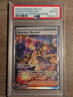 2025 POKEMON MEG EN-SPECIAL ILLUSTRATION RARE #183 ACEROLA'S MISCHIEF PSA 10 - Image 1