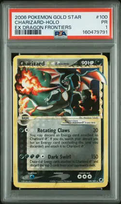 2006 POKEMON EX DRAGON FRONTIERS GOLD STAR #100 CHARIZARD-HOLO PSA 1 - Image 1