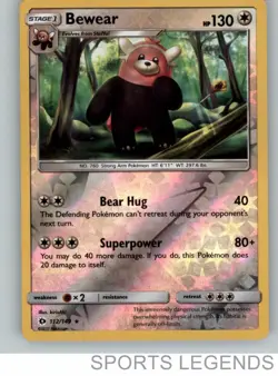 2017 pokemon Sun & Moon reverse rare Bewear 112/149 - Image 1
