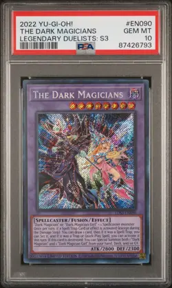 2022 YU-GI-OH! LEGENDARY DUELISTS: SEASON 3 #EN090 THE DARK MAGICIANS PSA 10 - Image 1
