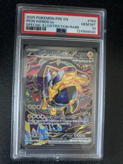 2025 POKEMON PRE EN-PRISMATIC EVOLUTIONS ILLUSTRATION RARE IRON HANDS EX PSA 10 - Image 1