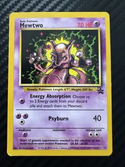 Pokemon Mewtwo Black Star Promo #14 Non-Holo Rare Card WOTC 1999 Vintage - Image 1