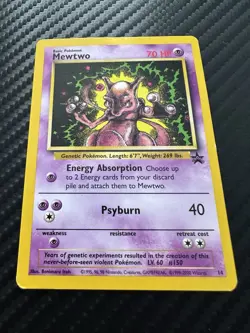 Pokemon Mewtwo Black Star Promo #14 Non-Holo Rare Card WOTC 1999 Vintage - Image 2