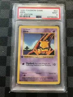 Abra -- Pokemon Card-- 1st Edition Base Set 43/102 PSA 9 MINT - Image 1
