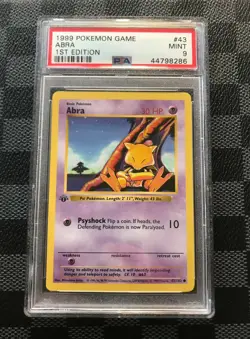 Abra -- Pokemon Card-- 1st Edition Base Set 43/102 PSA 9 MINT - Image 3