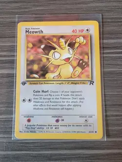 Meowth 62/82 1st Edition Team Rocket Pokemon Card - LP - Image 1