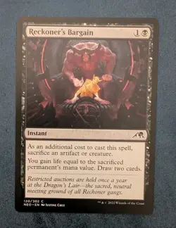 MTG Kamigawa : Neon Dynasty Common RECKONER'S BARGAIN NM - Image 2