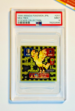 Pokemon PSA 9 Moltres #201 Sticker Amada 1996 Japanese - Image 1