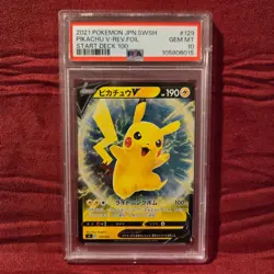2021 Pokemon Japanese Pikachu V Reverse Foil Start Deck 100 #129 PSA 10 Gem Mint - Image 1