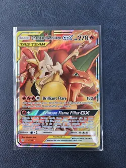 Charizard & Braixen GX 22/236 Cosmic Eclipse Tag Team Ultra Rare Pokemon Card - Image 1