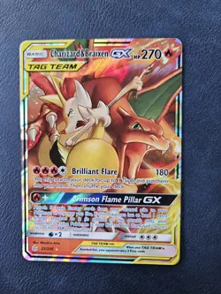 Charizard & Braixen GX 22/236 Cosmic Eclipse Tag Team Ultra Rare Pokemon Card - Image 2