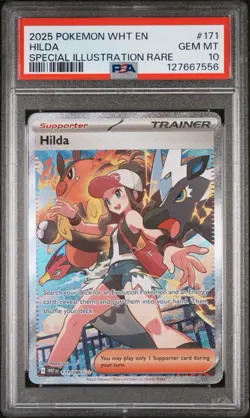 Hilda 171/086 SIR white Flare EN 2025 PSA 10 Pokemon TCG SV - Image 1