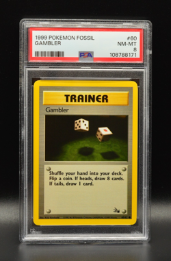 Gambler Pokemon Fossil 1999 Pokemon #60 WOTC PSA 8 Newly Graded - Image 1