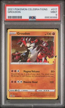 2021 Pokemon Celebrations Groudon #017 Holo Rare PSA 9 MINT - Image 1