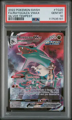 2022 POKEMON SWORD & SHIELD SILVER TEMPEST #TG20 FULL ART/RAYQUAZA VMAX PSA 10 - Image 1