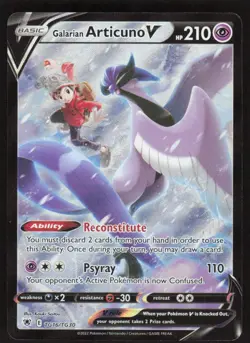 Galarian Articuno V TG16/TG30 Holo Astral Radiance Trainer Gallery Pokemon NM - Image 1