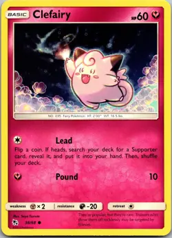Clefairy 38/68 Common Hidden Fates Pokemon Near Mint - Image 1