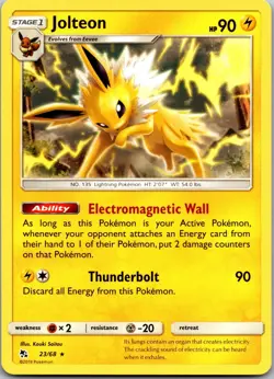 Jolteon 23/68 Rare Hidden Fates Pokemon Near Mint - Image 1