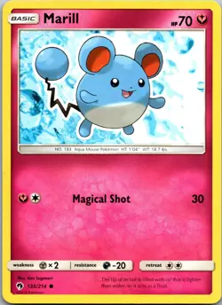 Marill 135/214 Common Lost Thunder Pokemon Near Mint - Image 1