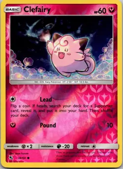 Clefairy 38/68 Common Hidden Fates Pokemon Reverse Holo Near Mint - Image 1