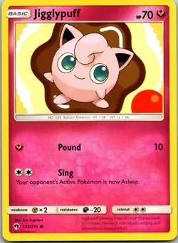 Jigglypuff 133/214 Common Lost Thunder Pokemon Near Mint - Image 1