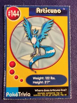 Pokemon - 1999 Burger King PokeTrivia Promo Card - Articuno #144 LP - Image 1
