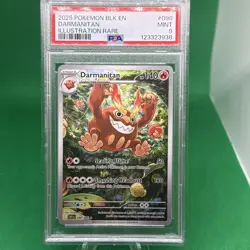 PSA 9 Pokemon GRADED 2025 Darmanitan 098/086 Black Bolt Illustration Rare MINT - Image 1