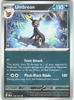 Umbreon 130/197 Uncommon Obsidian Flames Pokemon Near Mint - Image 1