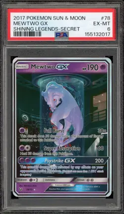 Pokemon Mewtwo GX Shining Legends Secret Rare #78 PSA 6 - Image 1