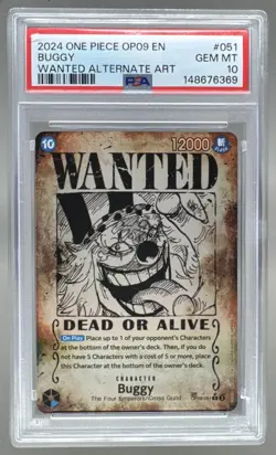 6369 Buggy 2024 One Piece Emperors in the New World #OP09-051 Wanted Art PSA 10 - Image 1