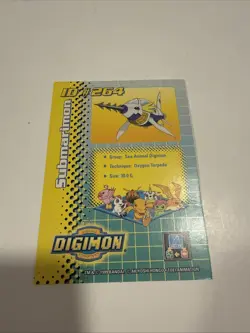 1999 Digimon Toy Exclusive Card Submarimon ID #264 Holo FOIL DP-300 - Image 2