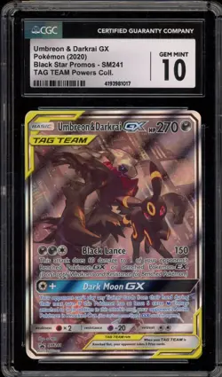 Pokemon Umbreon & Darkrai GX Tag Team Powers Coll. Full Art Promo SM241 CGC 10 - Image 1