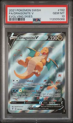 2021 POKEMON SWORD & SHIELD EVOLVING SKIES #192 FULL ART/DRAGONITE V PSA 10 - Image 1