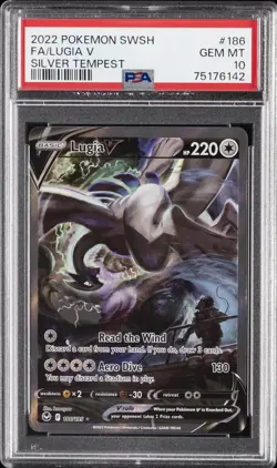 2022 POKEMON SWORD & SHIELD SILVER TEMPEST #186 FULL ART/LUGIA V PSA 10 - Image 1