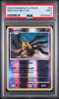 2009 POKEMON PLATINUM #28 GIRATINA-REVERSE FOIL PSA 9 - Image 1