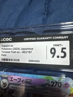 1) CGC 9.5 Espeon ex 063/187 Holo Terastal Festival ex Pokemon Card - Image 3