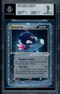 Pokemon EX RUBY&SAPPHIRE 103/109 Sneasel ex - Holo - ENG - BGS 9 MINT SWIRL - Image 1